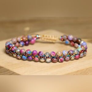 Natural Purple Sea-Sediment Imperial Jasper Beaded Healing Bracelet